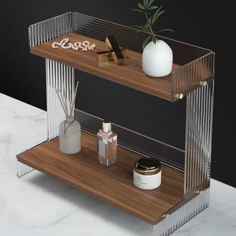 Akrylový stolný stojan na make-up s pruhovaným vzorom, kozmetická vitrína, balenie 30 kusov