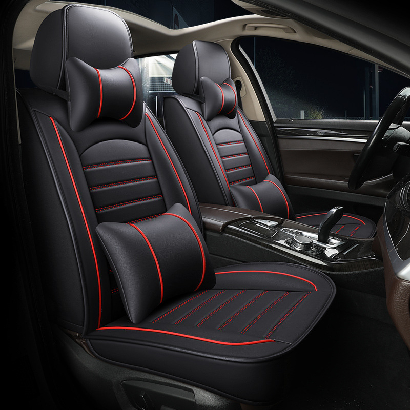 Set poťahov sedadiel pre automobil pre vybrané modely – štvorsezónny univerzálny, odolný voči opotrebeniu, povrch z polyesteru, výplň z peny, lem s prešívaním