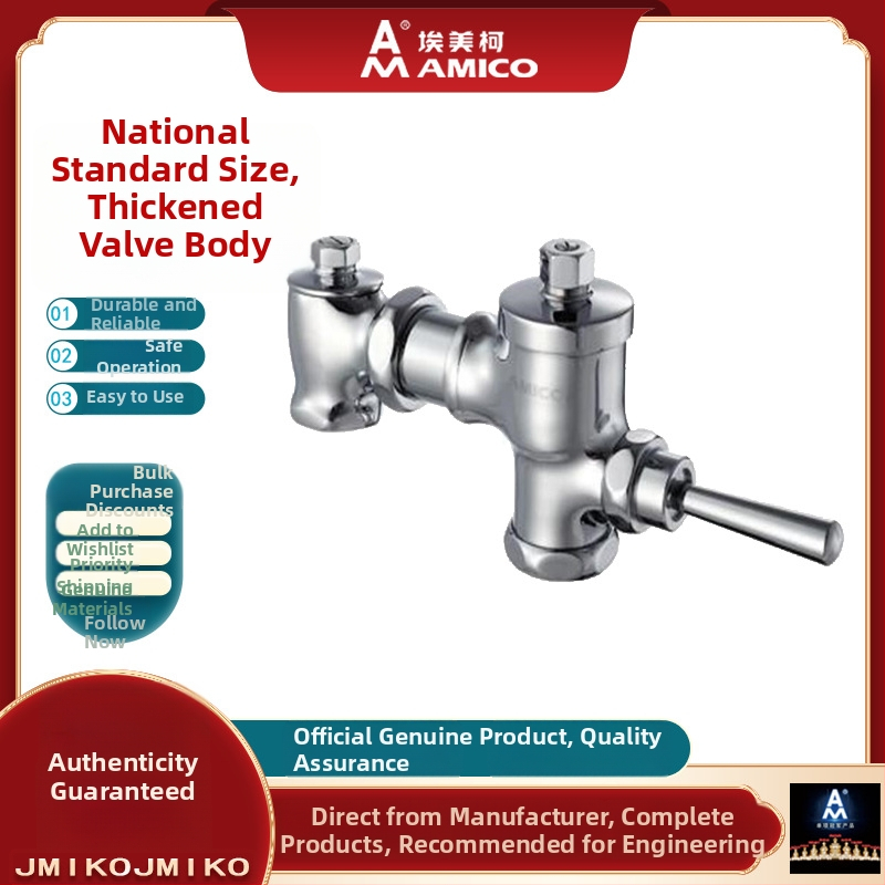 Veľký splachovací ventil na bidet s oneskoreným stlačením tlačidla, AMICO BD11, mosadz, DN25, 0,6 MPa