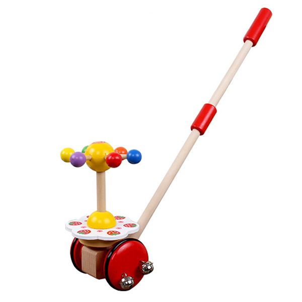 Drevená tlačná hračka pre dojčatá 0–2 rokov s motýľovou otáčajúcou sa tyčou, podporuje senzorický vývoj, vizuálny a kognitívny vývoj a koordináciu ruka–oko