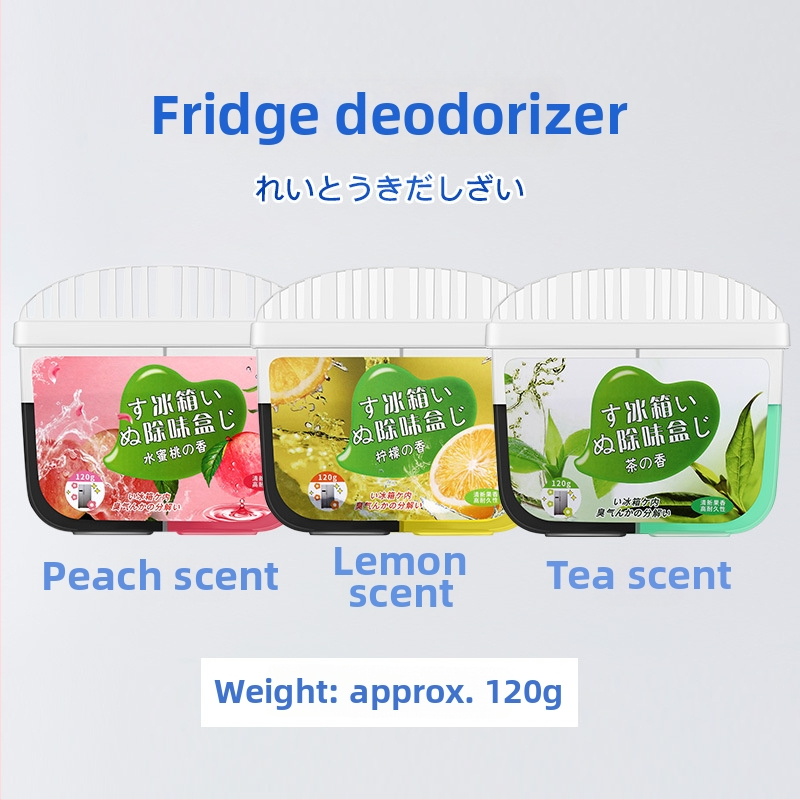 YESLOFEE Kutija za deodoriranje hladnjaka s aktivnim ugljenom, dvobojni dizajn, voćni miris, neto 120 g, 135 komada u pakiranju