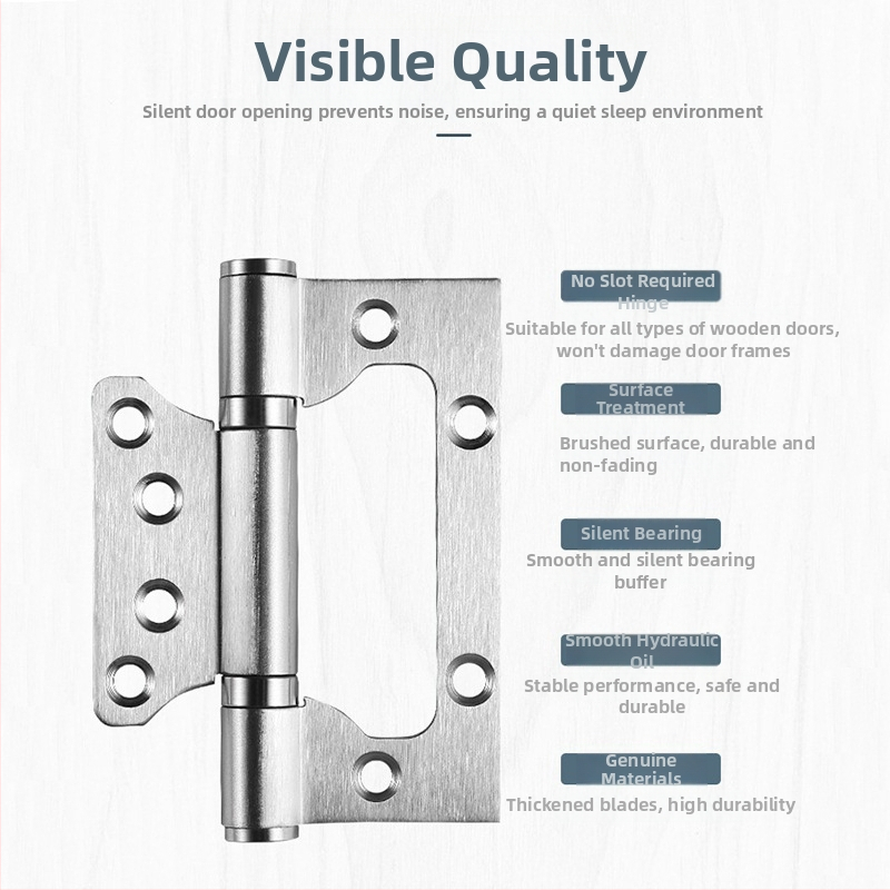 Kairės pusės plieninė sustiprinta nerūdijančio plieno durų vyrių su tyliai veikiančiu guoliu — Left Steel; tinkama patalpų, vonios ir priešgaisrinių durų