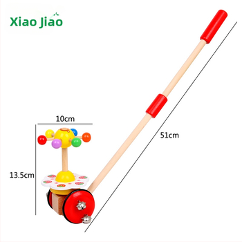 Drevená hračka na tlačenie pre batoľatá – Vzdelávacie zvieratá v karikatúrach, 0–3 roky