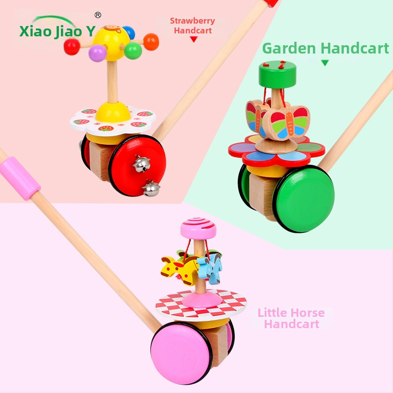 Koka spiežamā rotaļlieta zīdaiņiem – Izglītojoša rotaļlieta ar dzīvnieku karikatūrām, 0–3 gadi