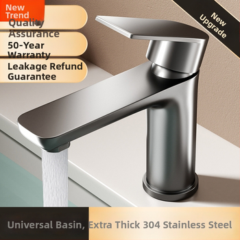 Nerezová oceľová kúpeľná umývadlová batéria s teplou a studenou vodou, keramický diskový ventil, 0-90°C, model 966