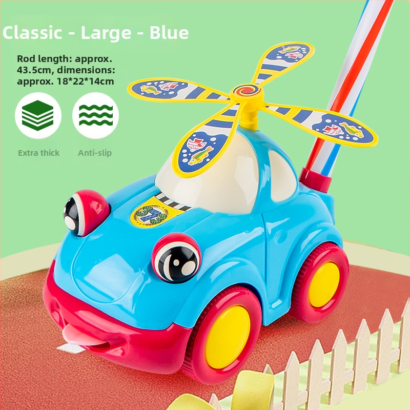 Ťahané detské autíčko s dvojitým ramenom, zvonček a pohyblivé oči; plastová konštrukcia; balené v sáčku; pre vek 4–6 rokov.