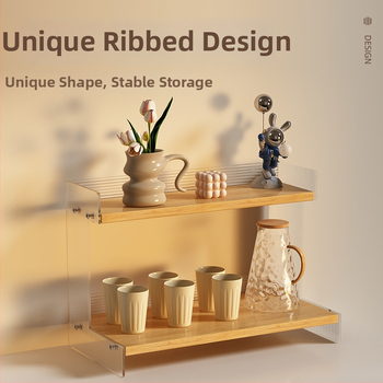 Stolný organizér na poháre a kozmetiku, 2-poschodový, akryl, jednoduchý a moderný dizajn, multifunkčný