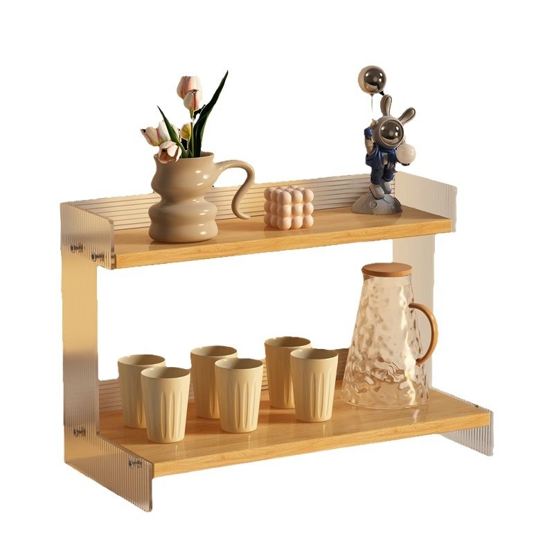 Stolný organizér na poháre a kozmetiku, 2-poschodový, akryl, jednoduchý a moderný dizajn, multifunkčný