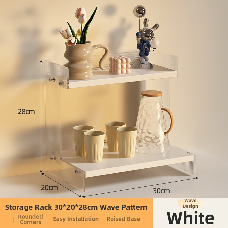 Stolný organizér na poháre a kozmetiku, 2-poschodový, akryl, jednoduchý a moderný dizajn, multifunkčný