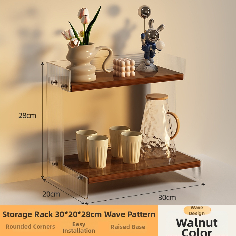 Stolný organizér na poháre a kozmetiku, 2-poschodový, akryl, jednoduchý a moderný dizajn, multifunkčný