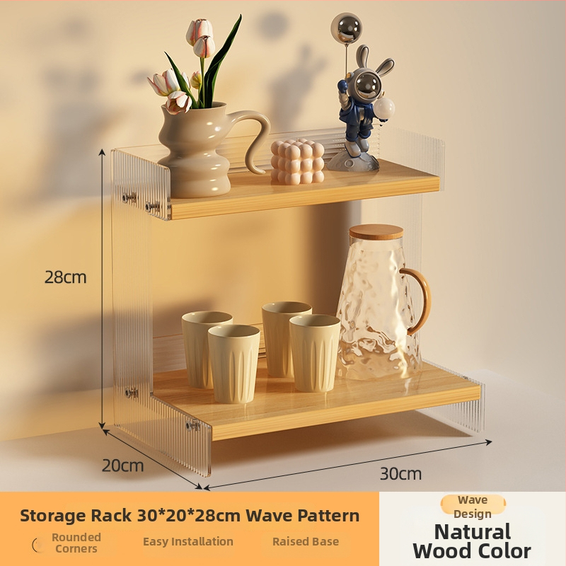 Stolný organizér na poháre a kozmetiku, 2-poschodový, akryl, jednoduchý a moderný dizajn, multifunkčný