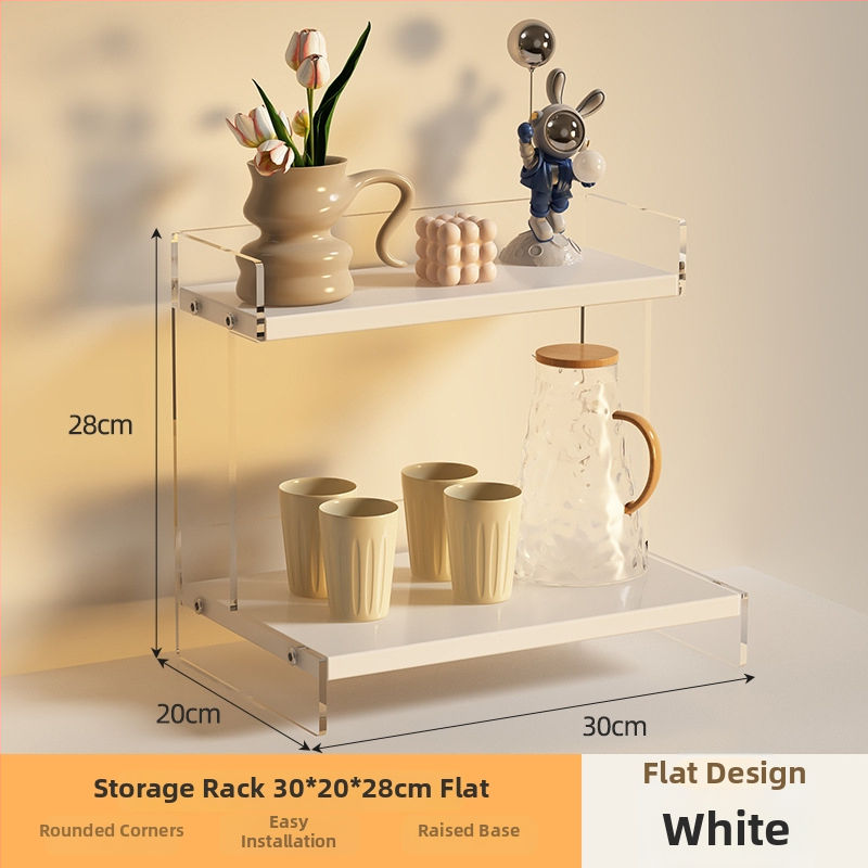 Stolný organizér na poháre a kozmetiku, 2-poschodový, akryl, jednoduchý a moderný dizajn, multifunkčný