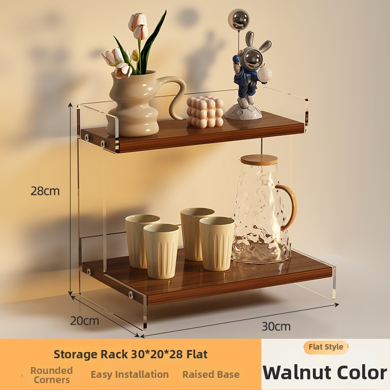 Stolný organizér na poháre a kozmetiku, 2-poschodový, akryl, jednoduchý a moderný dizajn, multifunkčný