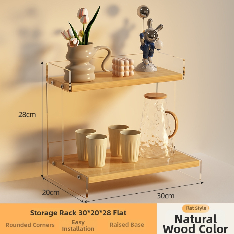 Stolný organizér na poháre a kozmetiku, 2-poschodový, akryl, jednoduchý a moderný dizajn, multifunkčný