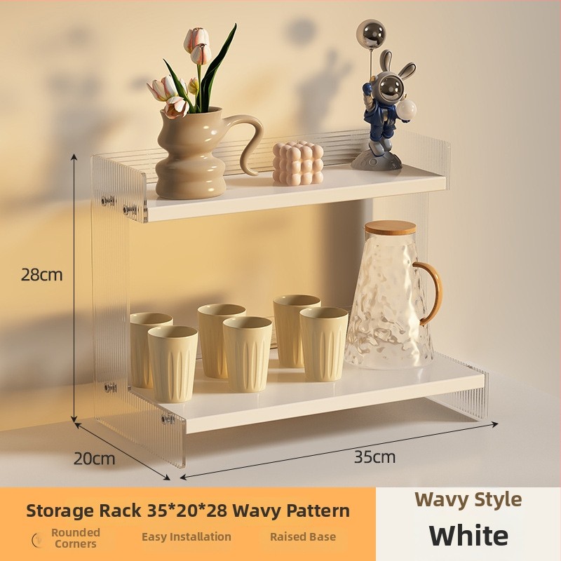 Stolný organizér na poháre a kozmetiku, 2-poschodový, akryl, jednoduchý a moderný dizajn, multifunkčný