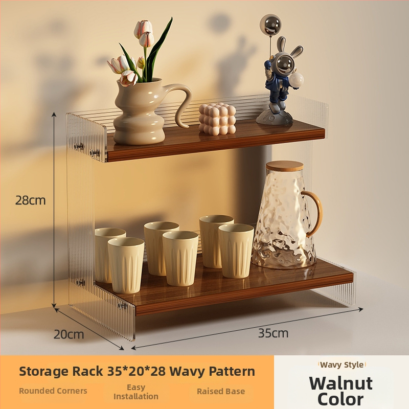 Stolný organizér na poháre a kozmetiku, 2-poschodový, akryl, jednoduchý a moderný dizajn, multifunkčný