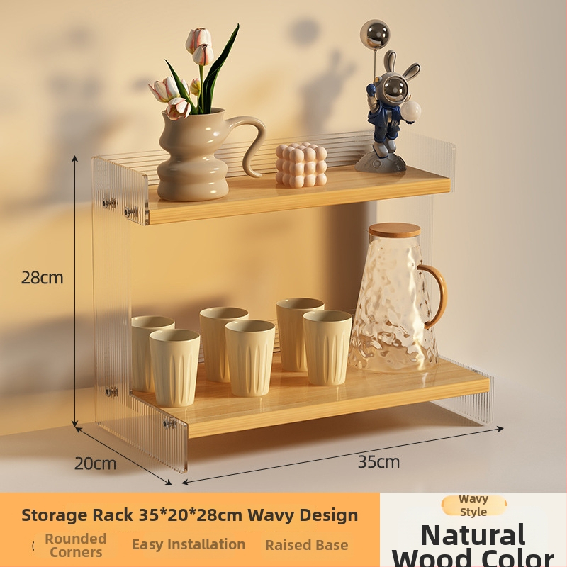 Stolný organizér na poháre a kozmetiku, 2-poschodový, akryl, jednoduchý a moderný dizajn, multifunkčný