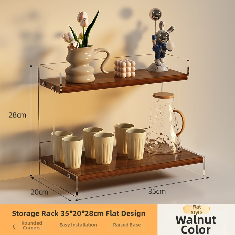 Stolný organizér na poháre a kozmetiku, 2-poschodový, akryl, jednoduchý a moderný dizajn, multifunkčný