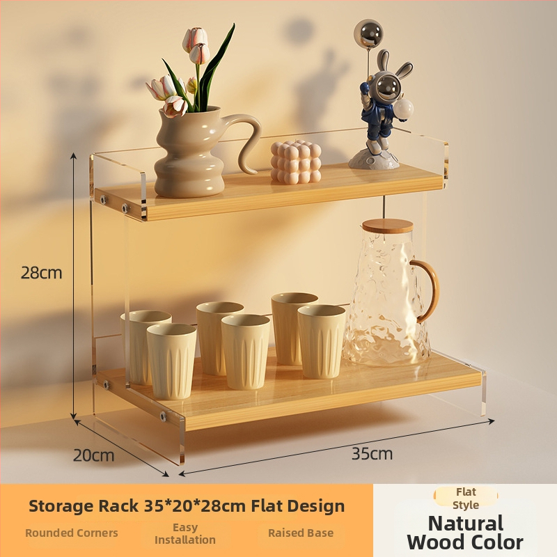 Stolný organizér na poháre a kozmetiku, 2-poschodový, akryl, jednoduchý a moderný dizajn, multifunkčný