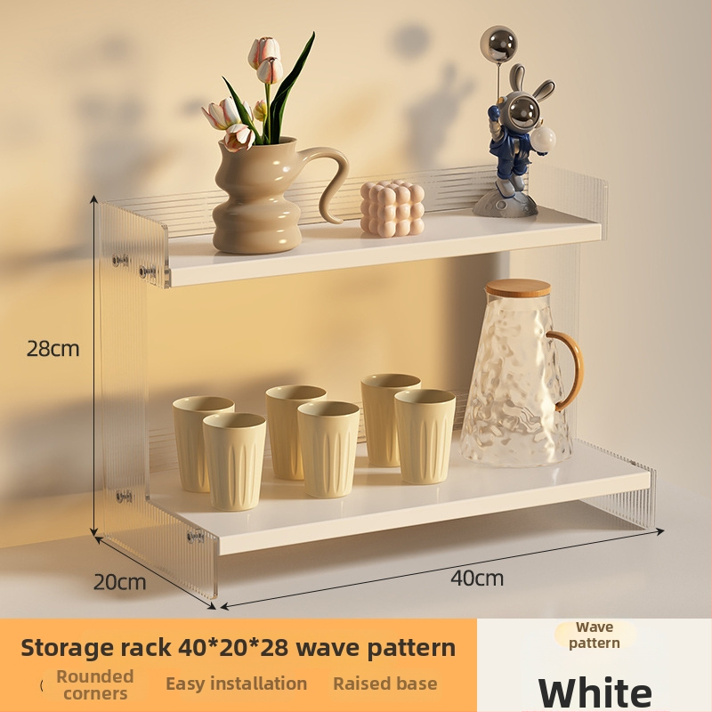 Stolný organizér na poháre a kozmetiku, 2-poschodový, akryl, jednoduchý a moderný dizajn, multifunkčný