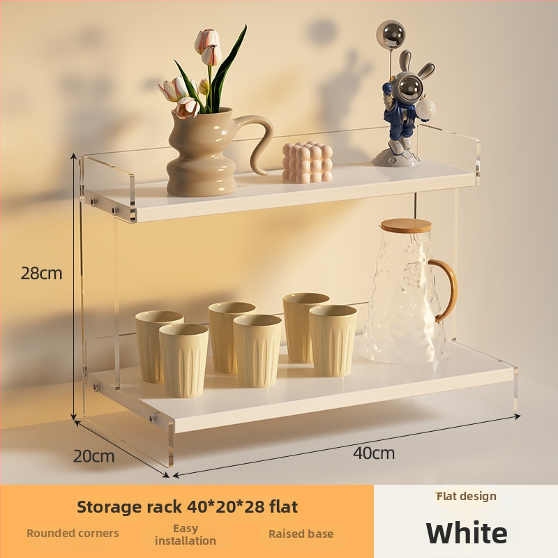 Stolný organizér na poháre a kozmetiku, 2-poschodový, akryl, jednoduchý a moderný dizajn, multifunkčný