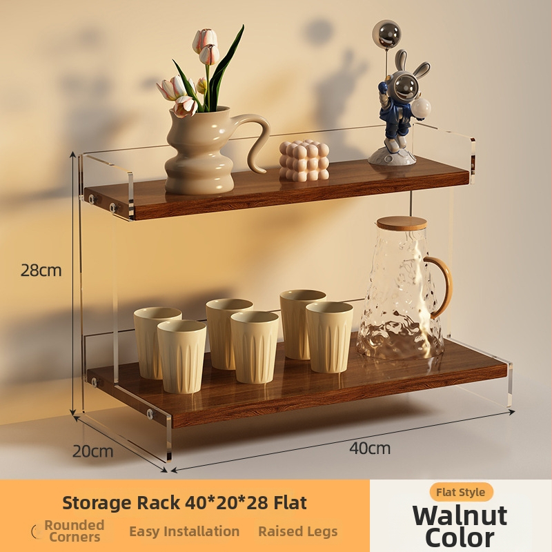 Stolný organizér na poháre a kozmetiku, 2-poschodový, akryl, jednoduchý a moderný dizajn, multifunkčný