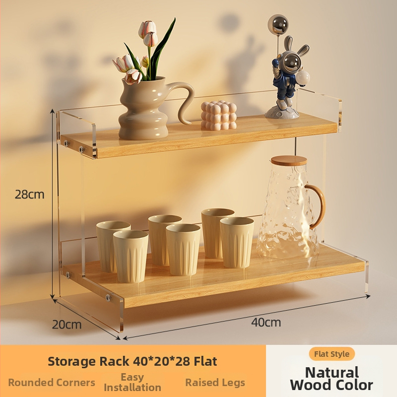 Stolný organizér na poháre a kozmetiku, 2-poschodový, akryl, jednoduchý a moderný dizajn, multifunkčný