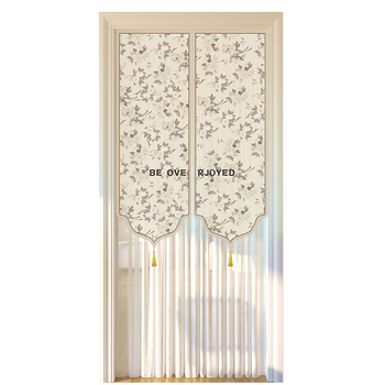 Dverový záves s čipkou, proti komárom, súkromie pre obývaciu izbu a spálňu – polyester, kvetinový vzor, moderný minimalistický štýl, jar 2025