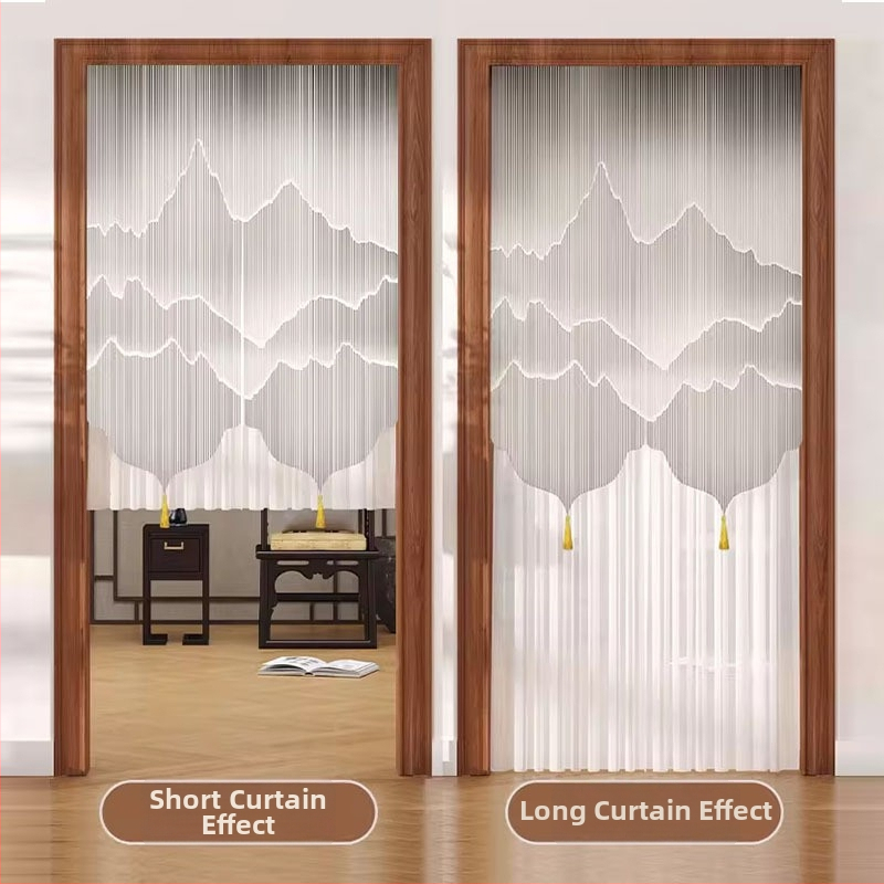 Ukse kardin pitsiga, putukate vastu, privaatsus elutoa ja magamistoa jaoks – polüester, lille muster, kaasaegne minimalistlik stiil, kevad 2025