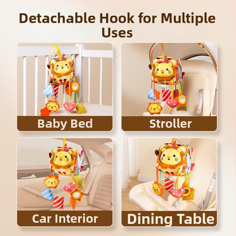 Gultas zvaniņa rotaļlieta ar karabīnu – ABS bērnu rotaļlieta (0–3 gadi), attīsta satveršanu un maņas