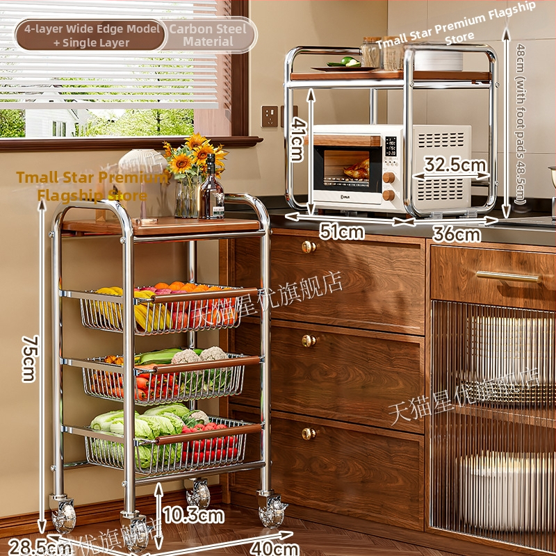 5-poschodový stojan na podlahe s kolieskami z uhlíkovej ocele – otočný, vlhkosť odolný organizér pre kuchyňu, spálňu a obývačku