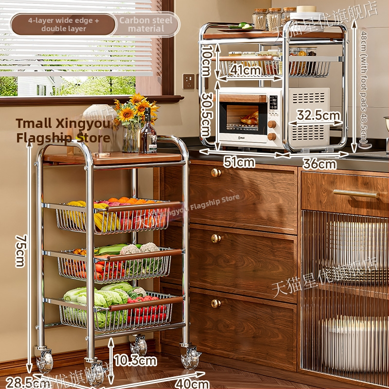 5-poschodový stojan na podlahe s kolieskami z uhlíkovej ocele – otočný, vlhkosť odolný organizér pre kuchyňu, spálňu a obývačku