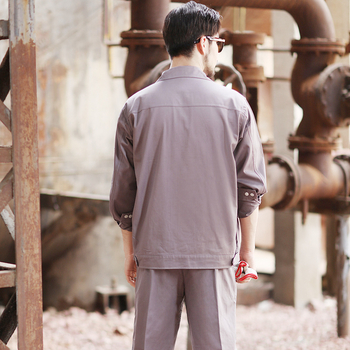 Pánske pracovné oblečenie s dlhými rukávmi z bavlny na jar a jeseň — odolné voči opotrebeniu, priedušné, pracovná uniforma do továrne