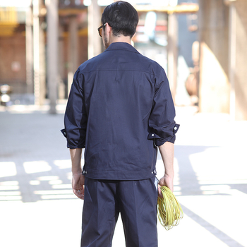 Pánske pracovné oblečenie s dlhými rukávmi z bavlny na jar a jeseň — odolné voči opotrebeniu, priedušné, pracovná uniforma do továrne