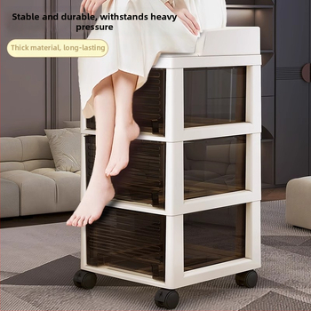 Šesťúrovňový úložný kabinet so zásuvkami, pohyblivý, stojaci na podlahe, plastový