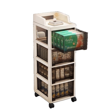 Šesťúrovňový úložný kabinet so zásuvkami, pohyblivý, stojaci na podlahe, plastový