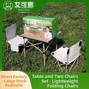 Aiko Bear trojčlenná skladacia súprava stola a stoličiek — hliníková zliatina, skladacia, na kempovanie
