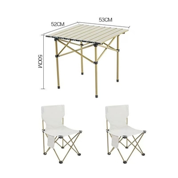 Aiko Bear trojčlenná skladacia súprava stola a stoličiek — hliníková zliatina, skladacia, na kempovanie