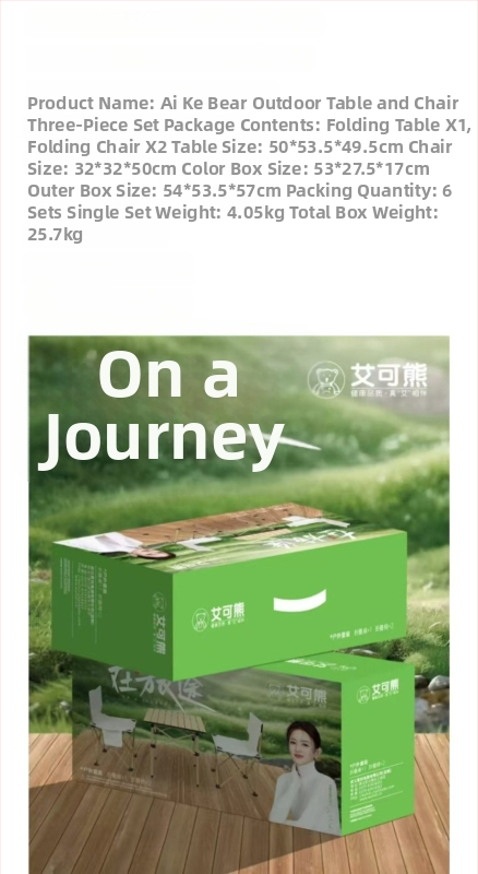 Aiko Bear trojčlenná skladacia súprava stola a stoličiek — hliníková zliatina, skladacia, na kempovanie