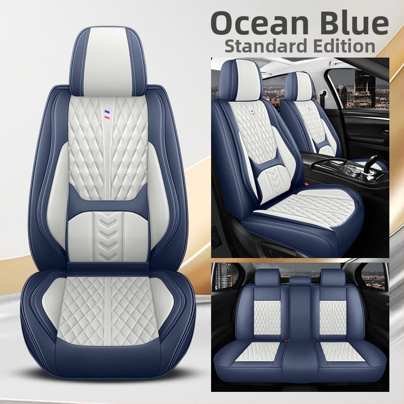 Kožený set poťahov sedadiel pre auto, päťmiestny, s 3D bedrovou oporou, univerzálne pre všetky ročné obdobia