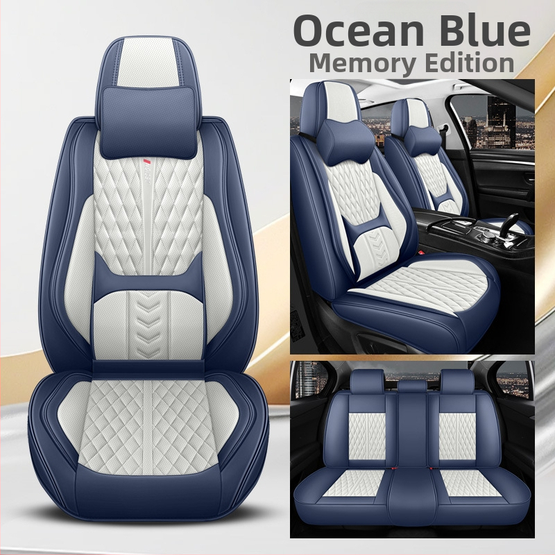 Kožený set poťahov sedadiel pre auto, päťmiestny, s 3D bedrovou oporou, univerzálne pre všetky ročné obdobia