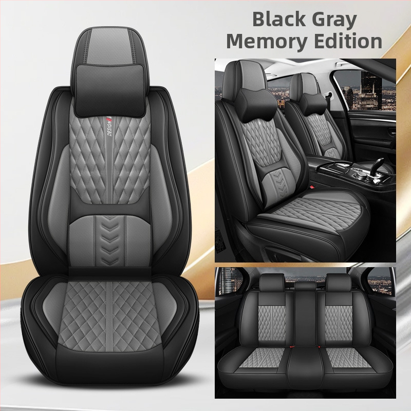 Kožený set poťahov sedadiel pre auto, päťmiestny, s 3D bedrovou oporou, univerzálne pre všetky ročné obdobia