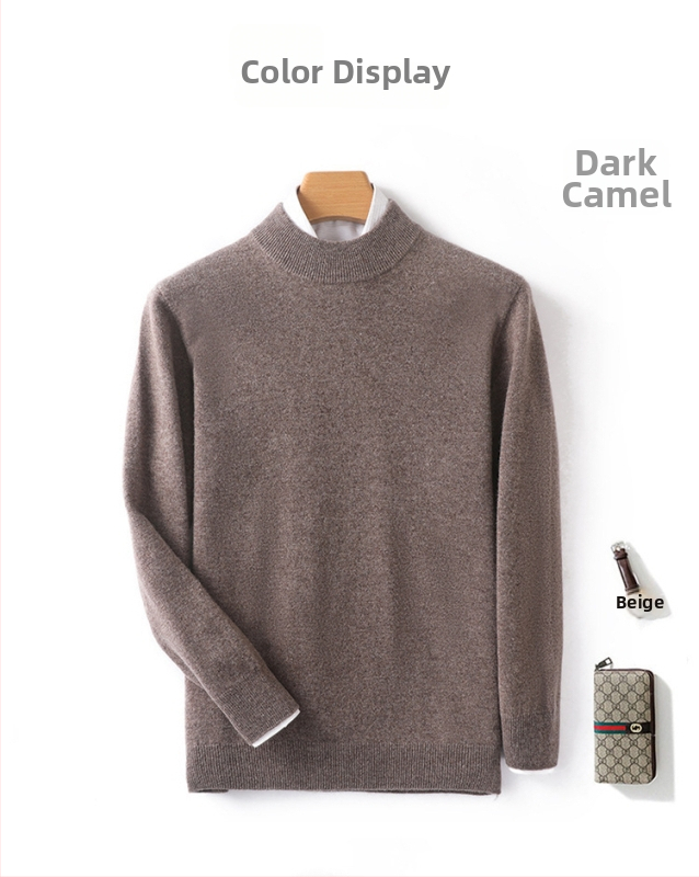 Pánsky sveter z 100% vlny, polovične vysoký golier, dlhé rukávy, priliehavý strih, zima