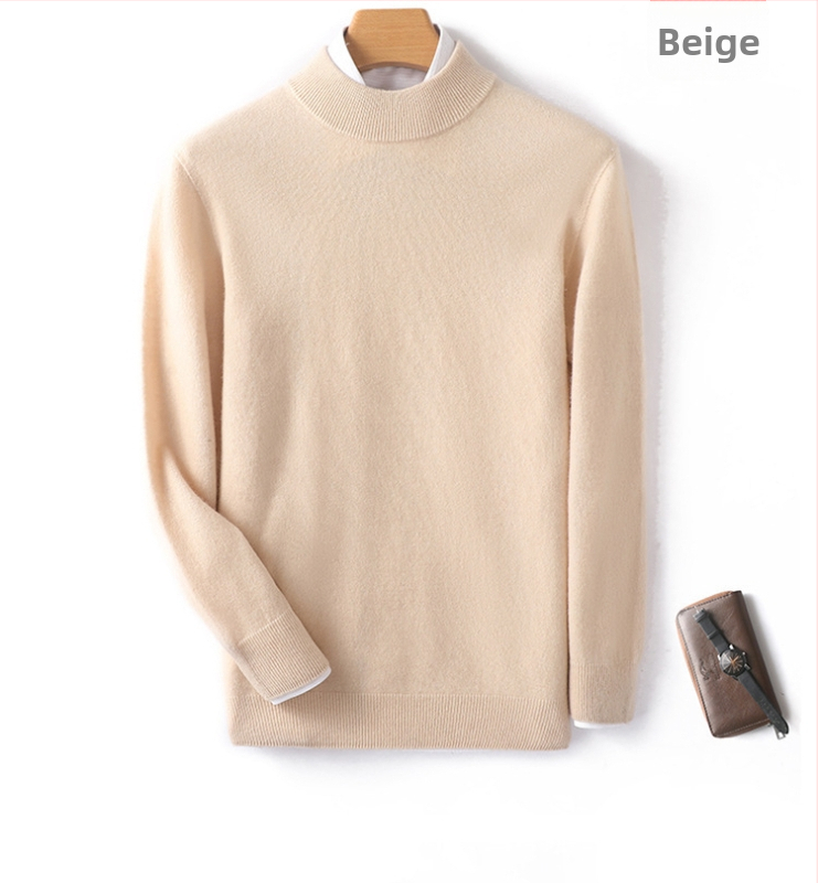 Pánsky sveter z 100% vlny, polovične vysoký golier, dlhé rukávy, priliehavý strih, zima