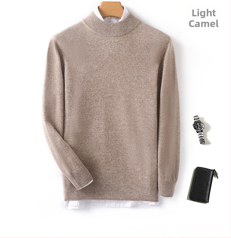 Pánsky sveter z 100% vlny, polovične vysoký golier, dlhé rukávy, priliehavý strih, zima