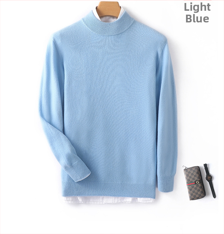 Pánsky sveter z 100% vlny, polovične vysoký golier, dlhé rukávy, priliehavý strih, zima