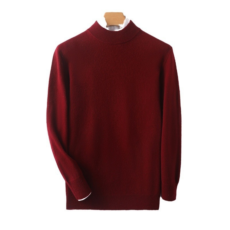 Pánsky sveter z 100% vlny, polovične vysoký golier, dlhé rukávy, priliehavý strih, zima