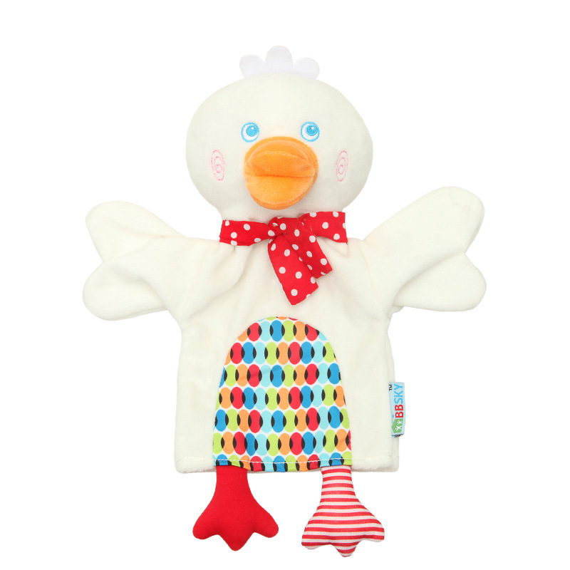 Mesélő plüss kézpuppik – Háromdimenziós állatfigurák (Majom, Béka, Kacsa) 0–3 éveseknek, PP pamut töltőanyag, rendkívül puha rövid plüss