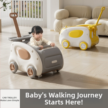 Päťfunkčný detský push walker: prechádzka, ťahač, traktor, skladovacie auto a jazdný režim; z plastu; vhodný pre vek 0–3 rokov