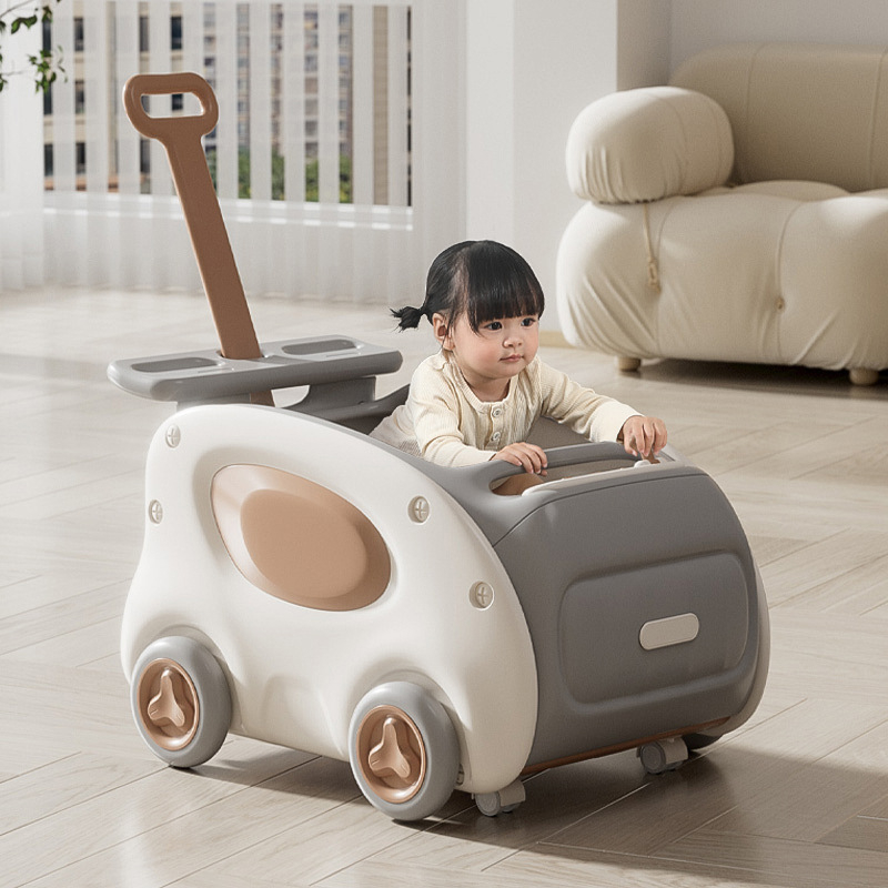 Päťfunkčný detský push walker: prechádzka, ťahač, traktor, skladovacie auto a jazdný režim; z plastu; vhodný pre vek 0–3 rokov